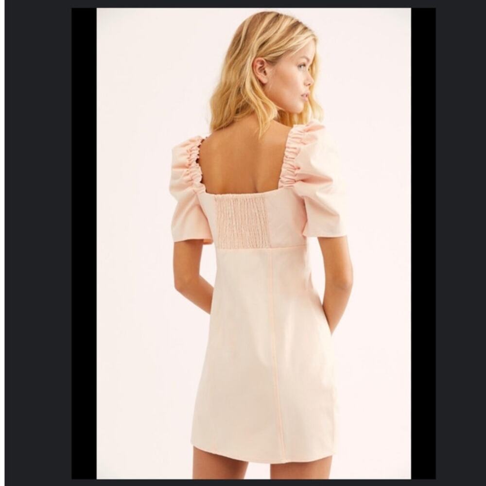Free People Pink Pera Puff Sleeves Mini Dress